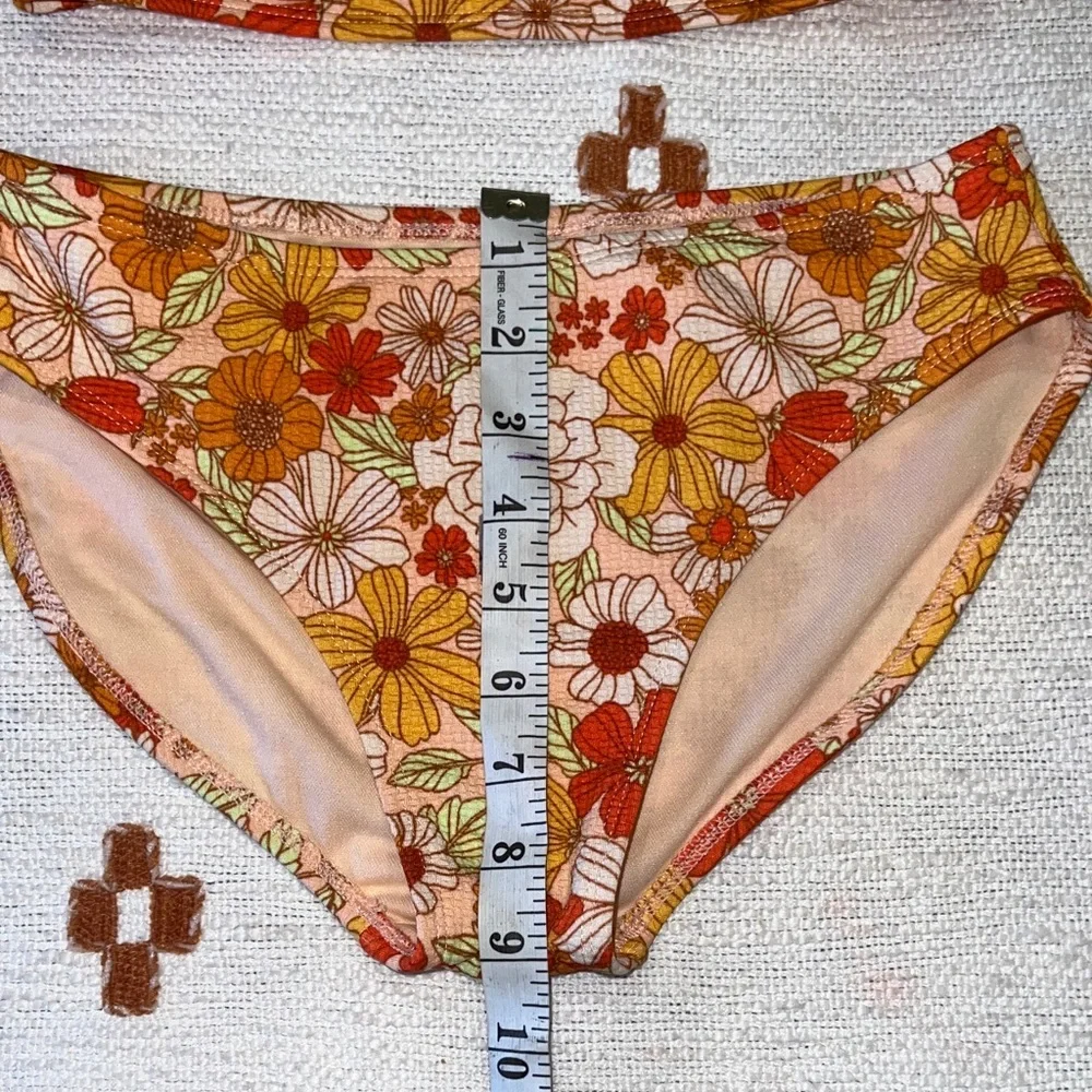 Art Class Floral Rash Guard Bikini Set- Pink and Orange Floral Size XL (14)
